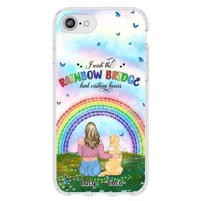 Custom Personalized Dog, Cat Memorial Phone Case  - Upto 4 Pets - Memorial Gift For Dog/ Cat Lover - I Wish The Rainbow Bridge Had Visiting Hours - Case For iPhone And Samsung