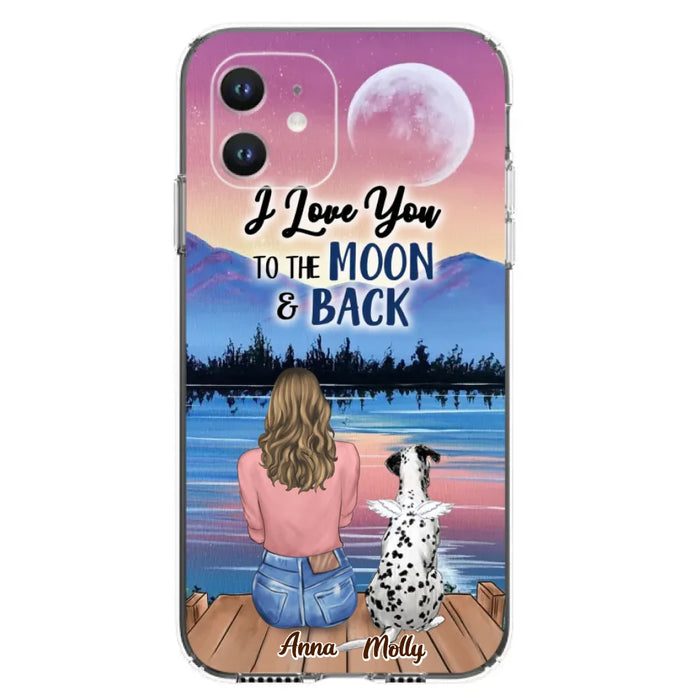 Custom Personalized Memorial Pet Phone Case - Upto 4 Pets - Gift For Dog/Cat Lover - I Love You To The Moon & Back - Case For iPhone And Samsung