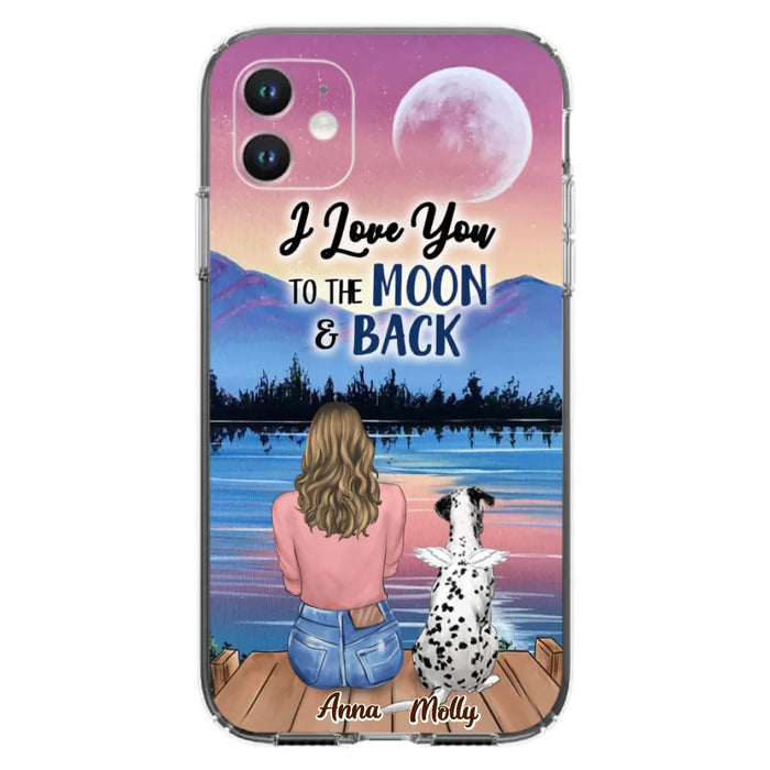 Custom Personalized Memorial Pet Phone Case - Upto 4 Pets - Gift For Dog/Cat Lover - I Love You To The Moon & Back - Case For iPhone And Samsung