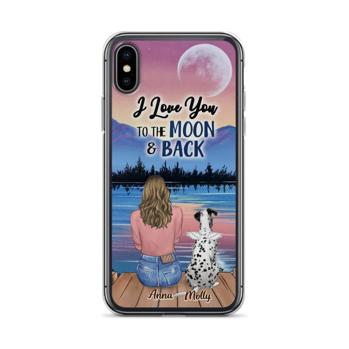 Custom Personalized Memorial Pet Phone Case - Upto 4 Pets - Gift For Dog/Cat Lover - I Love You To The Moon & Back - Case For iPhone And Samsung