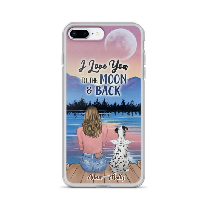 Custom Personalized Memorial Pet Phone Case - Upto 4 Pets - Gift For Dog/Cat Lover - I Love You To The Moon & Back - Case For iPhone And Samsung