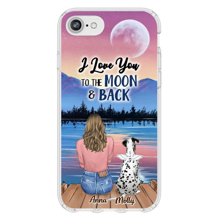 Custom Personalized Memorial Pet Phone Case - Upto 4 Pets - Gift For Dog/Cat Lover - I Love You To The Moon & Back - Case For iPhone And Samsung