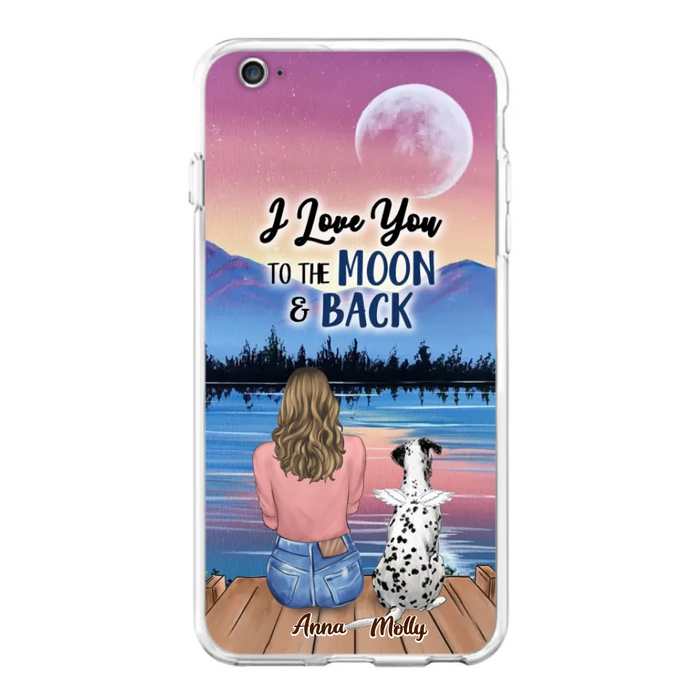 Custom Personalized Memorial Pet Phone Case - Upto 4 Pets - Gift For Dog/Cat Lover - I Love You To The Moon & Back - Case For iPhone And Samsung