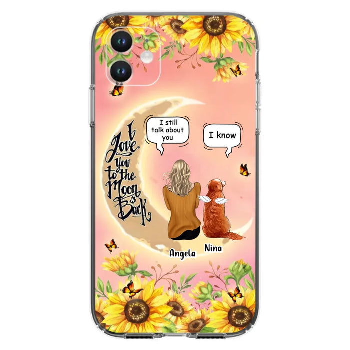 Custom Personalized Memorial Pet Sunflower Phone Case - Adult/Couple With Upto 4 Pets - Memorial Gift Idea For Dog/Cat Lovers - I Love You To The Moon & Back - Case For iPhone & Samsung