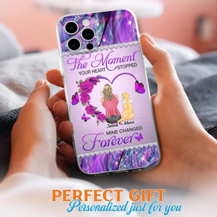 Custom Personalized Memorial Dog Mom iPhone/Samsung Phone Case - Memorial/ Mother's Day Gift Idea For Dog Mom - The Moment Your Heart Stopped Mine Changed Forever