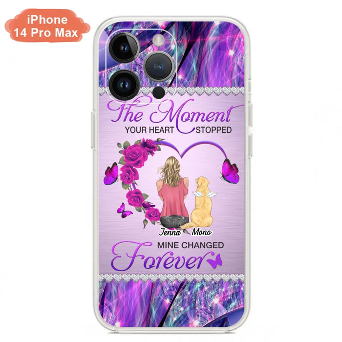 Custom Personalized Memorial Dog Mom iPhone/Samsung Phone Case - Memorial/ Mother's Day Gift Idea For Dog Mom - The Moment Your Heart Stopped Mine Changed Forever