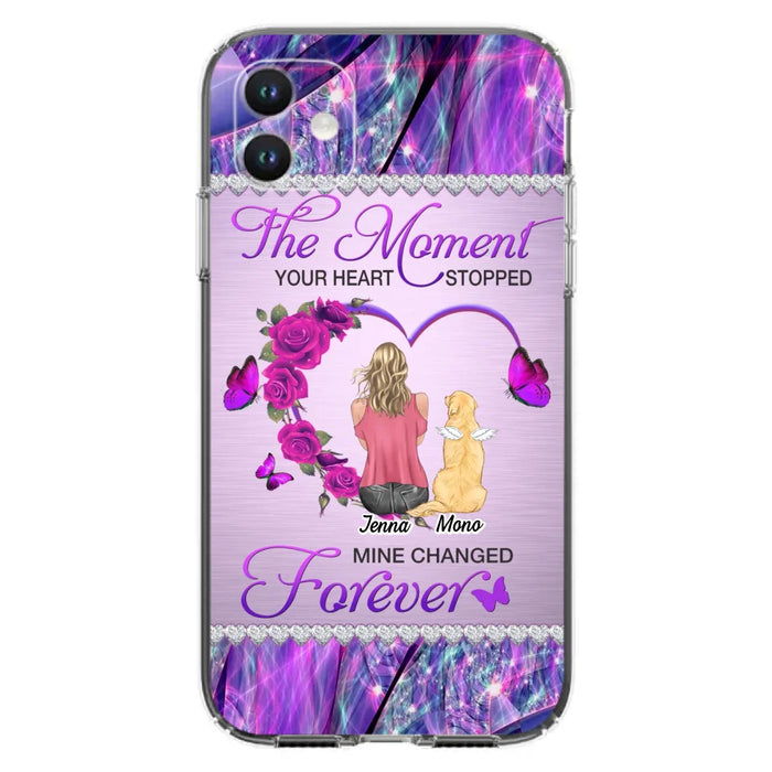 Custom Personalized Memorial Dog Mom iPhone/Samsung Phone Case - Memorial/ Mother's Day Gift Idea For Dog Mom - The Moment Your Heart Stopped Mine Changed Forever