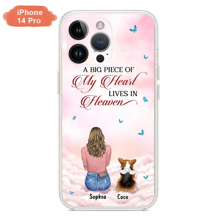 Custom Personalized Memorial Pet Phone Case - Upto 4 Pets - Memorial Gift Idea For Dog/Cat Lover -   A Big Piece Of My Heart Lives In Heaven - Case For iPhone And Samsung