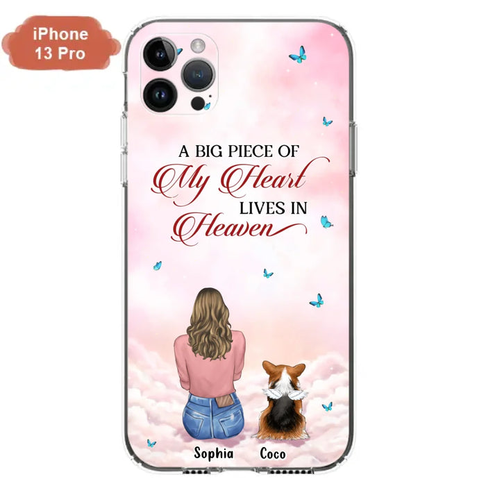 Custom Personalized Memorial Pet Phone Case - Upto 4 Pets - Memorial Gift Idea For Dog/Cat Lover -   A Big Piece Of My Heart Lives In Heaven - Case For iPhone And Samsung