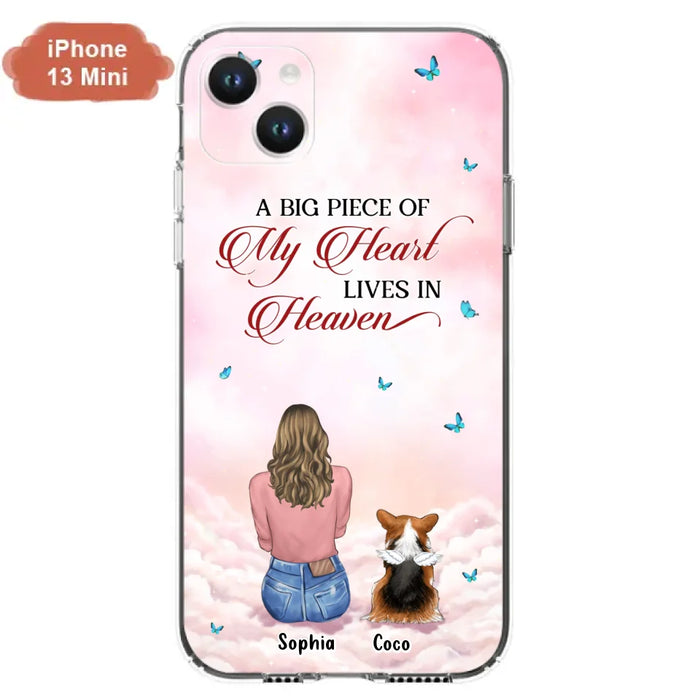 Custom Personalized Memorial Pet Phone Case - Upto 4 Pets - Memorial Gift Idea For Dog/Cat Lover -   A Big Piece Of My Heart Lives In Heaven - Case For iPhone And Samsung