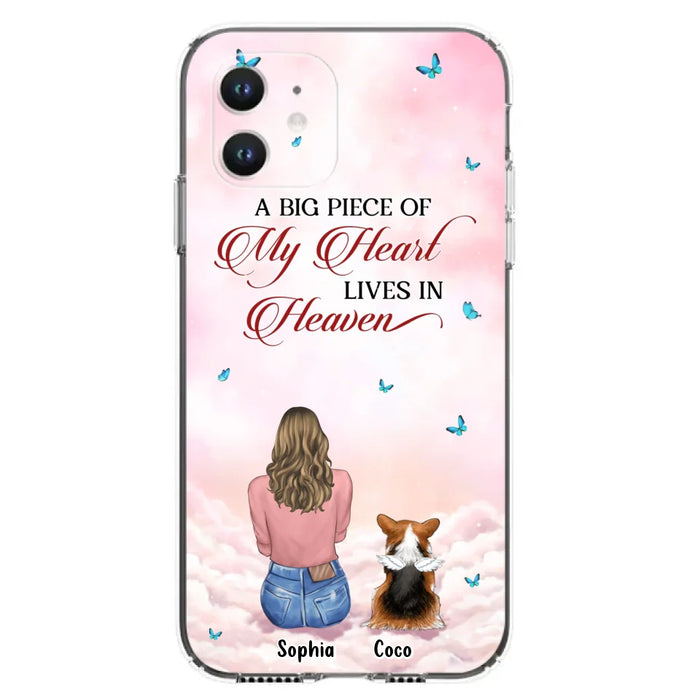 Custom Personalized Memorial Pet Phone Case - Upto 4 Pets - Memorial Gift Idea For Dog/Cat Lover -   A Big Piece Of My Heart Lives In Heaven - Case For iPhone And Samsung