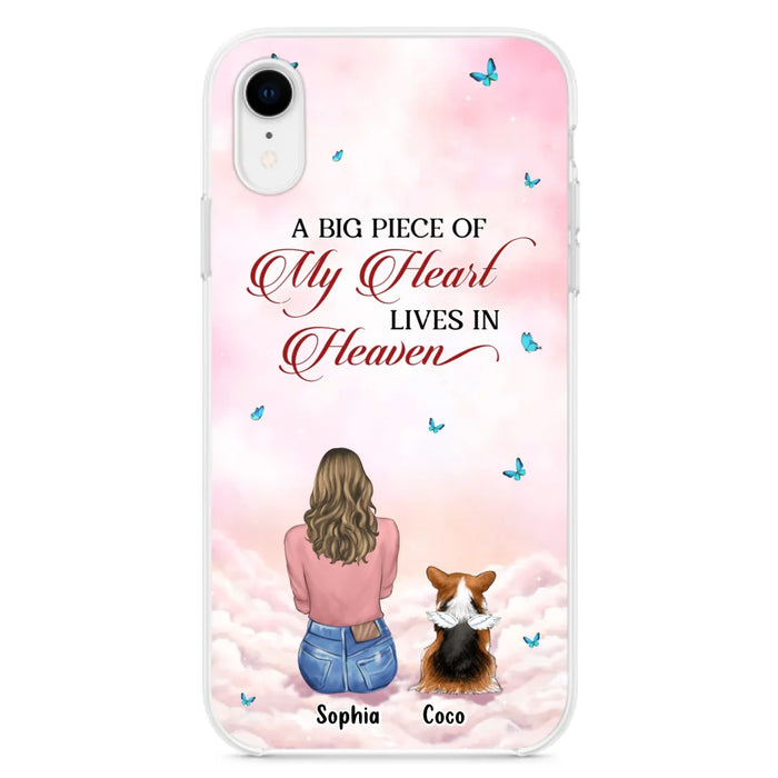 Custom Personalized Memorial Pet Phone Case - Upto 4 Pets - Memorial Gift Idea For Dog/Cat Lover -   A Big Piece Of My Heart Lives In Heaven - Case For iPhone And Samsung