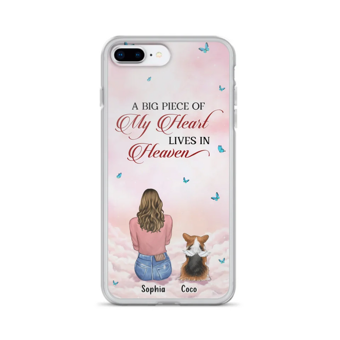 Custom Personalized Memorial Pet Phone Case - Upto 4 Pets - Memorial Gift Idea For Dog/Cat Lover -   A Big Piece Of My Heart Lives In Heaven - Case For iPhone And Samsung