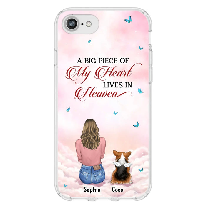 Custom Personalized Memorial Pet Phone Case - Upto 4 Pets - Memorial Gift Idea For Dog/Cat Lover -   A Big Piece Of My Heart Lives In Heaven - Case For iPhone And Samsung