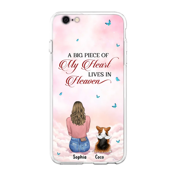 Custom Personalized Memorial Pet Phone Case - Upto 4 Pets - Memorial Gift Idea For Dog/Cat Lover -   A Big Piece Of My Heart Lives In Heaven - Case For iPhone And Samsung