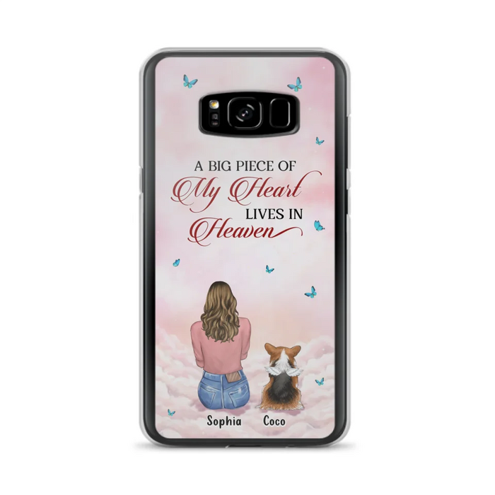 Custom Personalized Memorial Pet Phone Case - Upto 4 Pets - Memorial Gift Idea For Dog/Cat Lover -   A Big Piece Of My Heart Lives In Heaven - Case For iPhone And Samsung