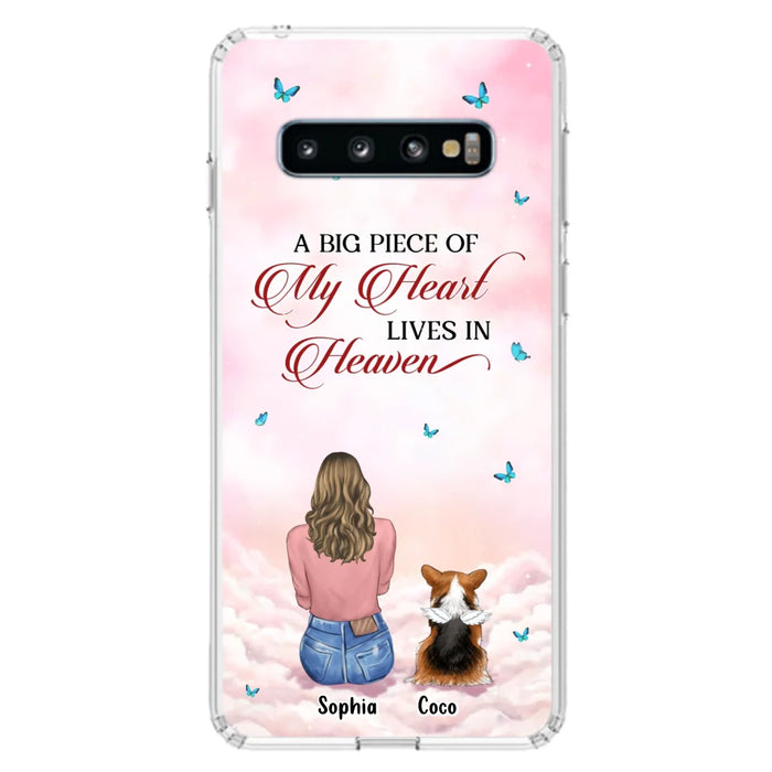 Custom Personalized Memorial Pet Phone Case - Upto 4 Pets - Memorial Gift Idea For Dog/Cat Lover -   A Big Piece Of My Heart Lives In Heaven - Case For iPhone And Samsung