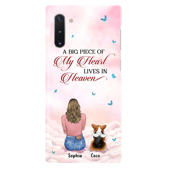 Custom Personalized Memorial Pet Phone Case - Upto 4 Pets - Memorial Gift Idea For Dog/Cat Lover -   A Big Piece Of My Heart Lives In Heaven - Case For iPhone And Samsung