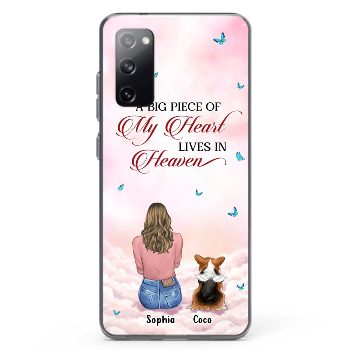 Custom Personalized Memorial Pet Phone Case - Upto 4 Pets - Memorial Gift Idea For Dog/Cat Lover -   A Big Piece Of My Heart Lives In Heaven - Case For iPhone And Samsung