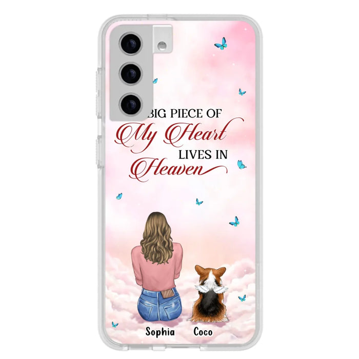 Custom Personalized Memorial Pet Phone Case - Upto 4 Pets - Memorial Gift Idea For Dog/Cat Lover -   A Big Piece Of My Heart Lives In Heaven - Case For iPhone And Samsung