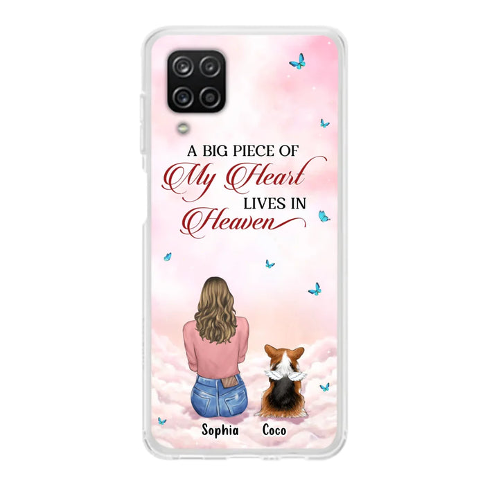 Custom Personalized Memorial Pet Phone Case - Upto 4 Pets - Memorial Gift Idea For Dog/Cat Lover -   A Big Piece Of My Heart Lives In Heaven - Case For iPhone And Samsung