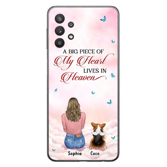 Custom Personalized Memorial Pet Phone Case - Upto 4 Pets - Memorial Gift Idea For Dog/Cat Lover -   A Big Piece Of My Heart Lives In Heaven - Case For iPhone And Samsung