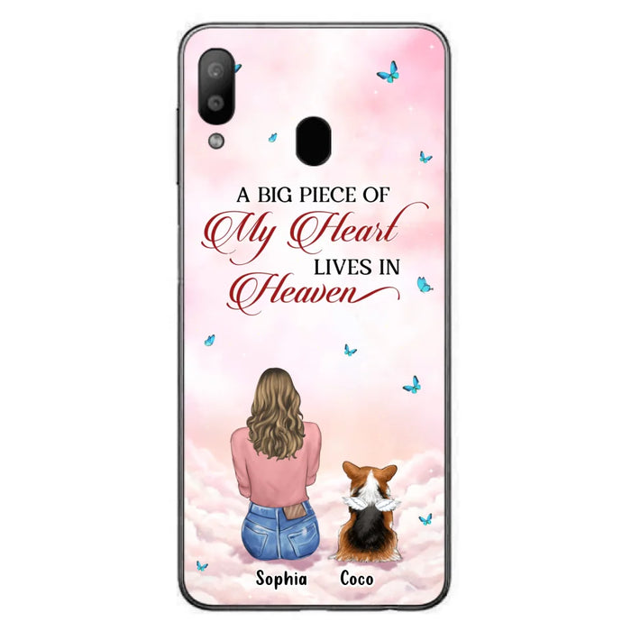 Custom Personalized Memorial Pet Phone Case - Upto 4 Pets - Memorial Gift Idea For Dog/Cat Lover -   A Big Piece Of My Heart Lives In Heaven - Case For iPhone And Samsung