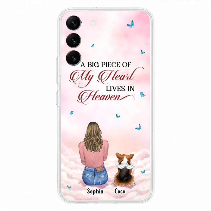 Custom Personalized Memorial Pet Phone Case - Upto 4 Pets - Memorial Gift Idea For Dog/Cat Lover -   A Big Piece Of My Heart Lives In Heaven - Case For iPhone And Samsung