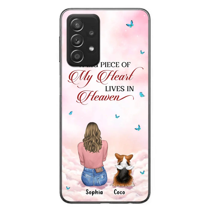 Custom Personalized Memorial Pet Phone Case - Upto 4 Pets - Memorial Gift Idea For Dog/Cat Lover -   A Big Piece Of My Heart Lives In Heaven - Case For iPhone And Samsung