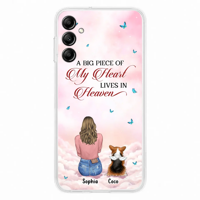 Custom Personalized Memorial Pet Phone Case - Upto 4 Pets - Memorial Gift Idea For Dog/Cat Lover -   A Big Piece Of My Heart Lives In Heaven - Case For iPhone And Samsung