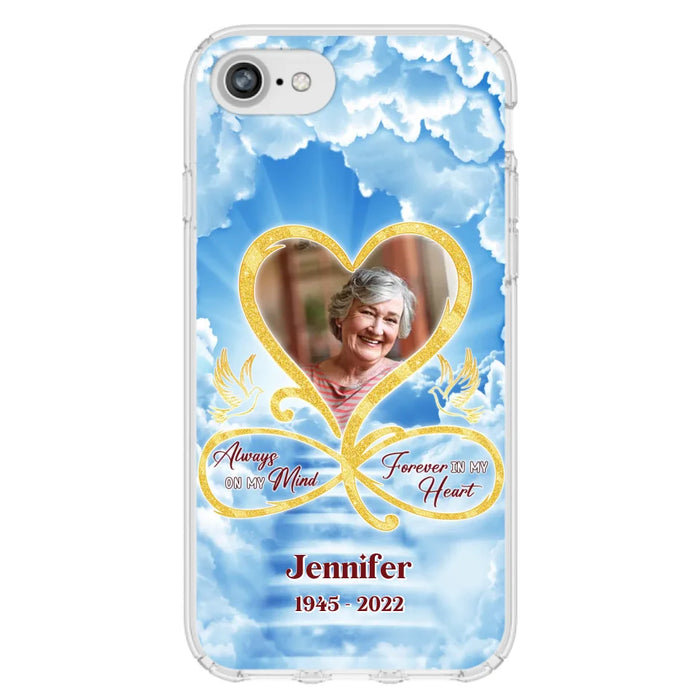 Custom Personalized Memorial Photo Phone Case - Memorial Gift Idea For Mother's Day/Father's Day - Always On My Mind Forever In My Heart - Case for iPhone/Samsung