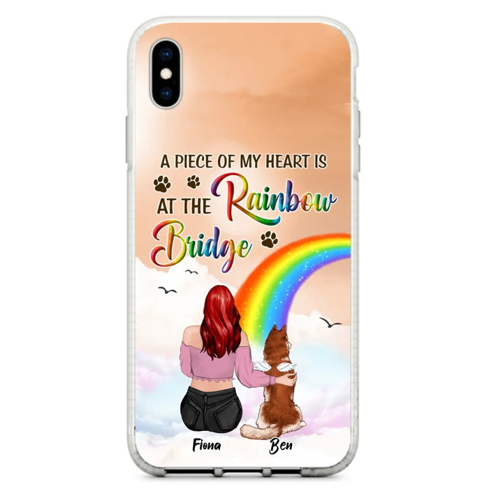 Custom Personalized Memorial Phone Case - Memorial Gift Idea for Dog/Cat Owners/Mother's Day - A Piece Of My Heart Is At The Rainbow Bridge - Case for iPhone/Samsung