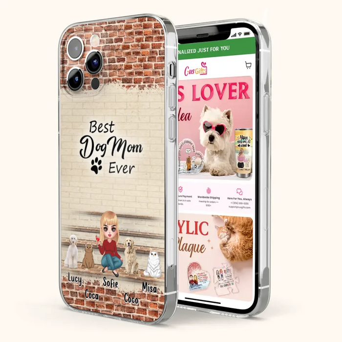 Custom Personalized Dog/Cat Mom Phone Case - Gift Idea For Dog/Cat Lovers/Mother's Day - Upto 3 Dogs/Cats - Best Dog Mom Ever - Cases For iPhone/Samsung