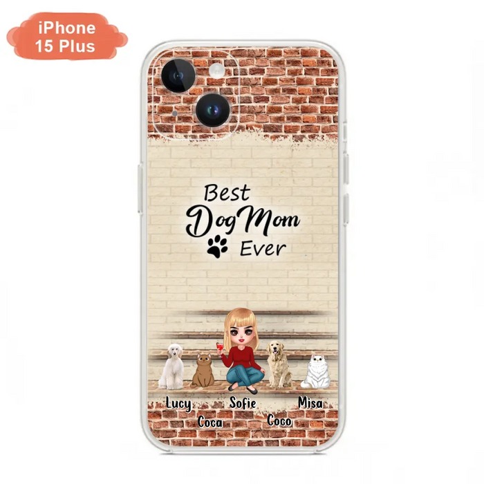 Custom Personalized Dog/Cat Mom Phone Case - Gift Idea For Dog/Cat Lovers/Mother's Day - Upto 3 Dogs/Cats - Best Dog Mom Ever - Cases For iPhone/Samsung