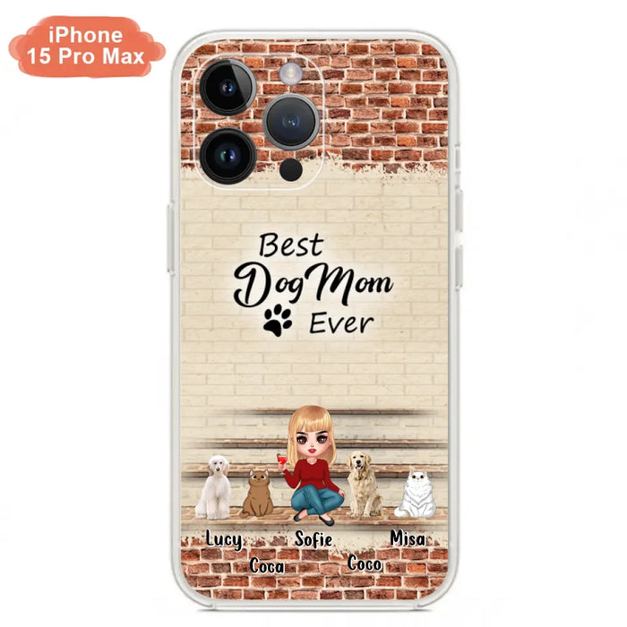 Custom Personalized Dog/Cat Mom Phone Case - Gift Idea For Dog/Cat Lovers/Mother's Day - Upto 3 Dogs/Cats - Best Dog Mom Ever - Cases For iPhone/Samsung