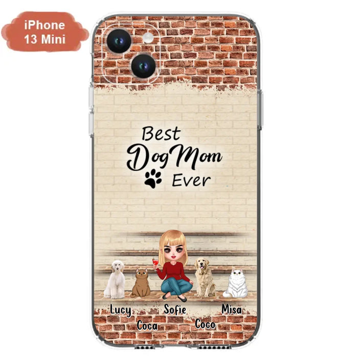 Custom Personalized Dog/Cat Mom Phone Case - Gift Idea For Dog/Cat Lovers/Mother's Day - Upto 3 Dogs/Cats - Best Dog Mom Ever - Cases For iPhone/Samsung