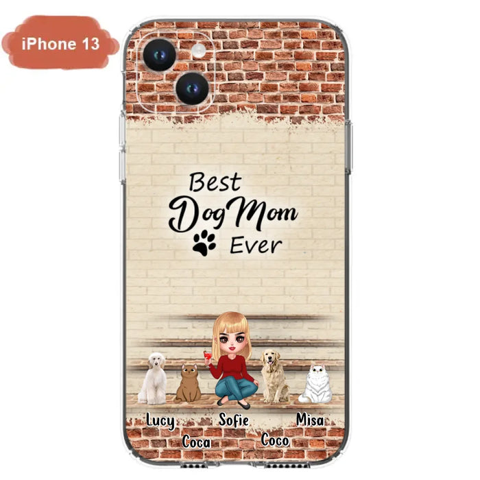 Custom Personalized Dog/Cat Mom Phone Case - Gift Idea For Dog/Cat Lovers/Mother's Day - Upto 3 Dogs/Cats - Best Dog Mom Ever - Cases For iPhone/Samsung