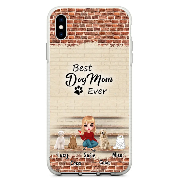 Custom Personalized Dog/Cat Mom Phone Case - Gift Idea For Dog/Cat Lovers/Mother's Day - Upto 3 Dogs/Cats - Best Dog Mom Ever - Cases For iPhone/Samsung