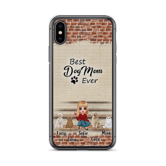 Custom Personalized Dog/Cat Mom Phone Case - Gift Idea For Dog/Cat Lovers/Mother's Day - Upto 3 Dogs/Cats - Best Dog Mom Ever - Cases For iPhone/Samsung