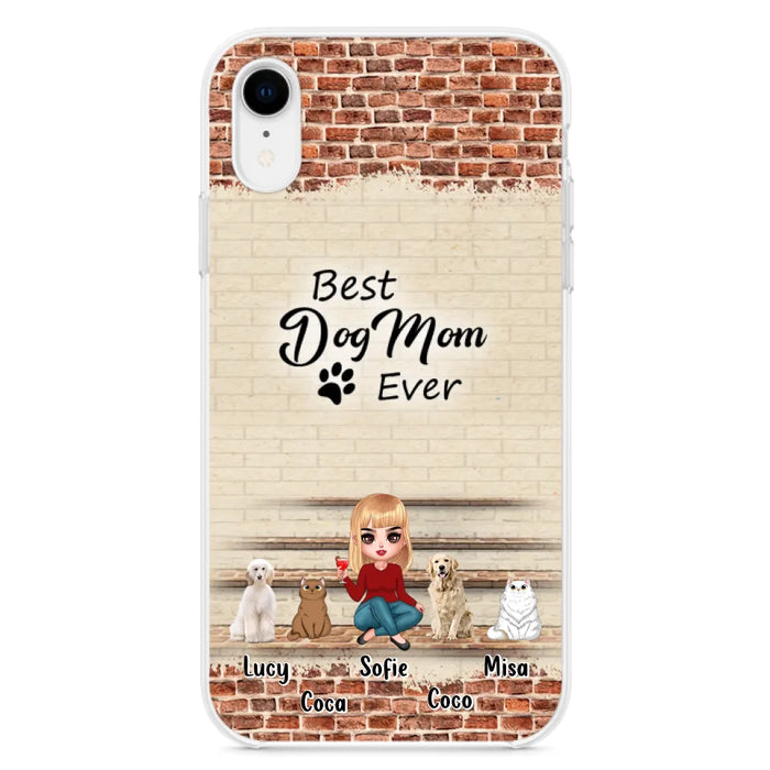 Custom Personalized Dog/Cat Mom Phone Case - Gift Idea For Dog/Cat Lovers/Mother's Day - Upto 3 Dogs/Cats - Best Dog Mom Ever - Cases For iPhone/Samsung