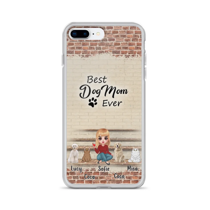 Custom Personalized Dog/Cat Mom Phone Case - Gift Idea For Dog/Cat Lovers/Mother's Day - Upto 3 Dogs/Cats - Best Dog Mom Ever - Cases For iPhone/Samsung