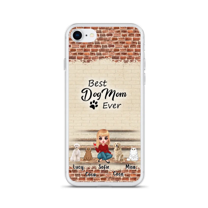 Custom Personalized Dog/Cat Mom Phone Case - Gift Idea For Dog/Cat Lovers/Mother's Day - Upto 3 Dogs/Cats - Best Dog Mom Ever - Cases For iPhone/Samsung