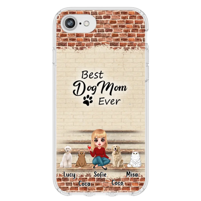 Custom Personalized Dog/Cat Mom Phone Case - Gift Idea For Dog/Cat Lovers/Mother's Day - Upto 3 Dogs/Cats - Best Dog Mom Ever - Cases For iPhone/Samsung