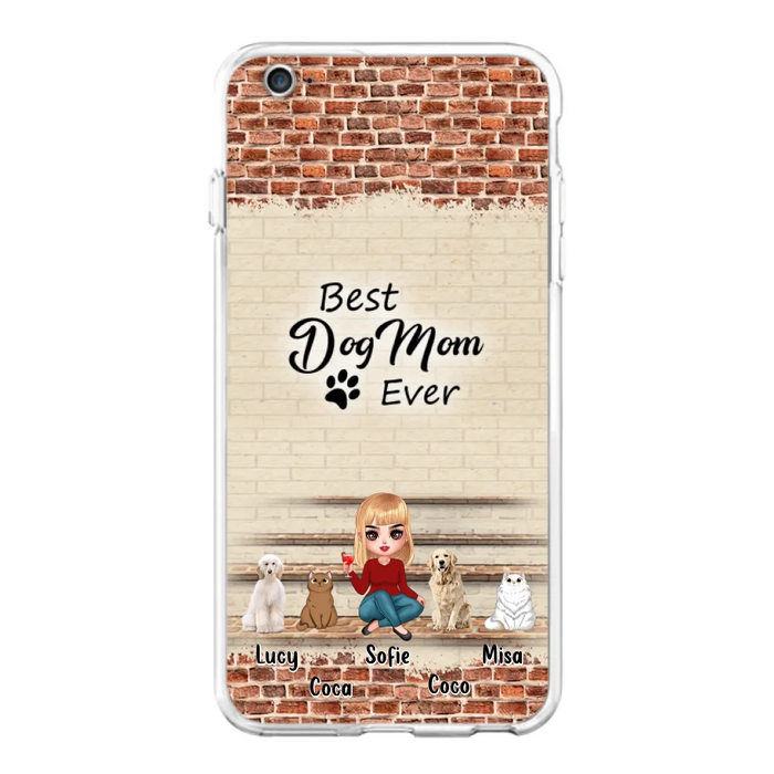 Custom Personalized Dog/Cat Mom Phone Case - Gift Idea For Dog/Cat Lovers/Mother's Day - Upto 3 Dogs/Cats - Best Dog Mom Ever - Cases For iPhone/Samsung