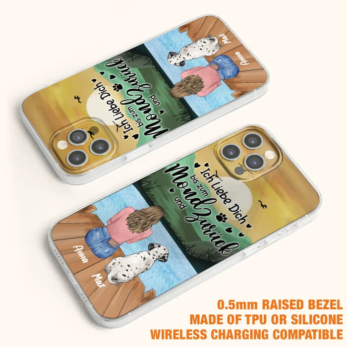 Custom Personalized Dog Mom Phone Case - Gifts For Dog Lover/ Mother's Day With Upto 5 Dogs - Ich Liebe Dich Bis Zum Mond Und Zurück - Case For iPhone And Samsung