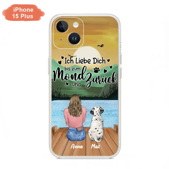 Custom Personalized Dog Mom Phone Case - Gifts For Dog Lover/ Mother's Day With Upto 5 Dogs - Ich Liebe Dich Bis Zum Mond Und Zurück - Case For iPhone And Samsung