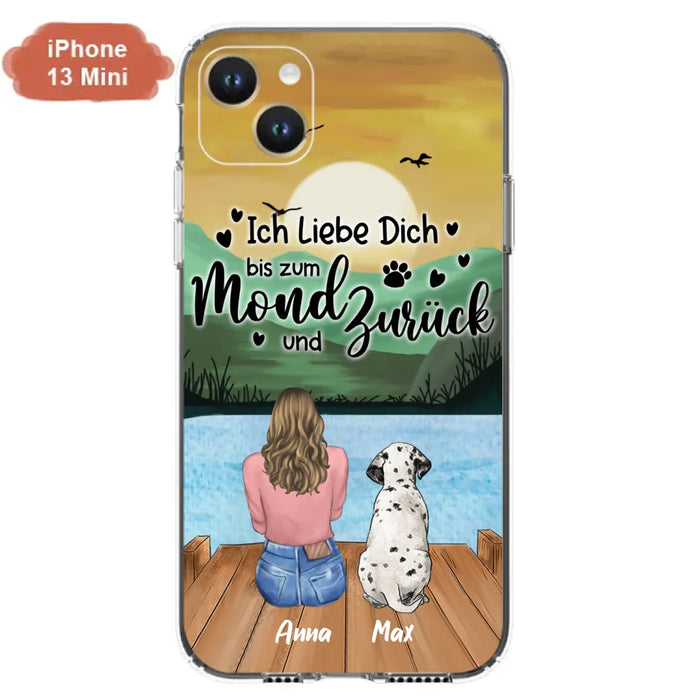 Custom Personalized Dog Mom Phone Case - Gifts For Dog Lover/ Mother's Day With Upto 5 Dogs - Ich Liebe Dich Bis Zum Mond Und Zurück - Case For iPhone And Samsung