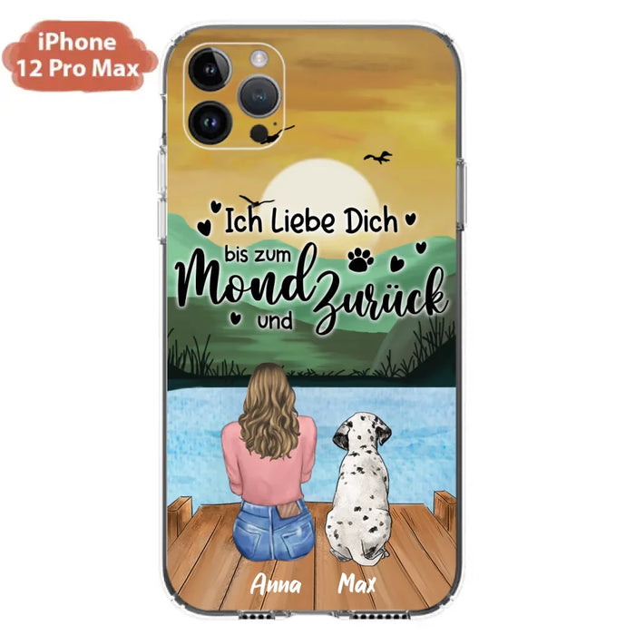 Custom Personalized Dog Mom Phone Case - Gifts For Dog Lover/ Mother's Day With Upto 5 Dogs - Ich Liebe Dich Bis Zum Mond Und Zurück - Case For iPhone And Samsung