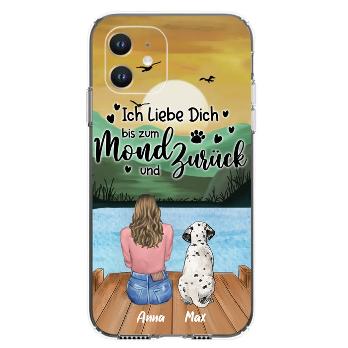 Custom Personalized Dog Mom Phone Case - Gifts For Dog Lover/ Mother's Day With Upto 5 Dogs - Ich Liebe Dich Bis Zum Mond Und Zurück - Case For iPhone And Samsung