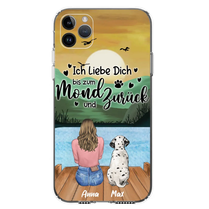 Custom Personalized Dog Mom Phone Case - Gifts For Dog Lover/ Mother's Day With Upto 5 Dogs - Ich Liebe Dich Bis Zum Mond Und Zurück - Case For iPhone And Samsung